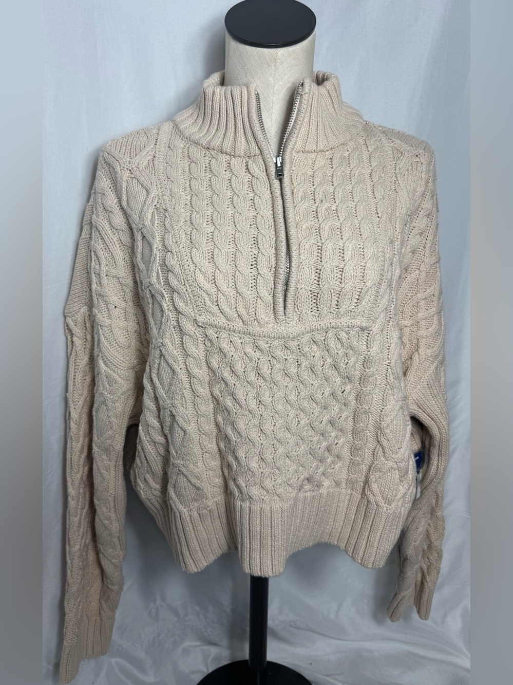Cozy Cable-Knit Half-Zip Sweater - Cream